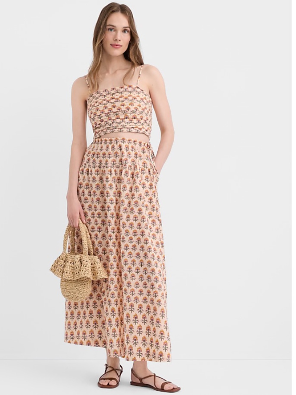 LOFT beach 2026 Linen Blend Floral Maxi Skirt Size: L Retro - Picture 2 of 8